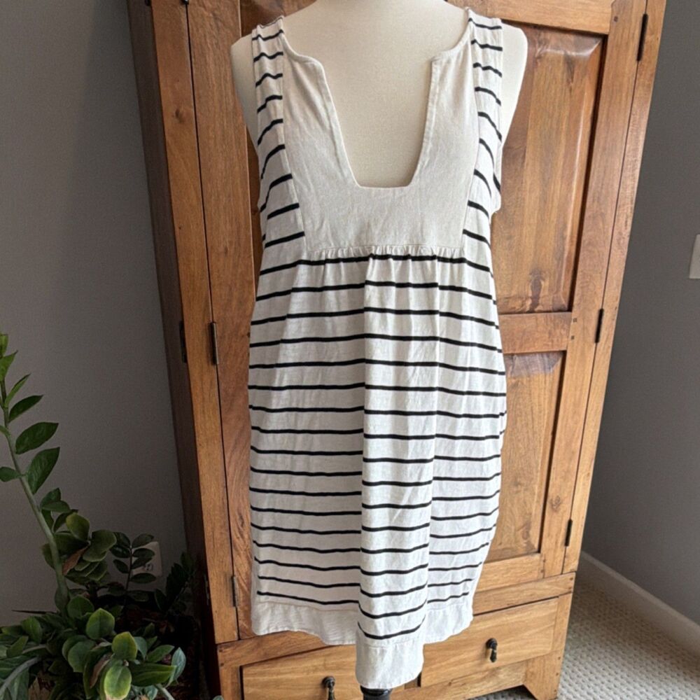 J.CREW White/Black Striped Sundress/coverup S